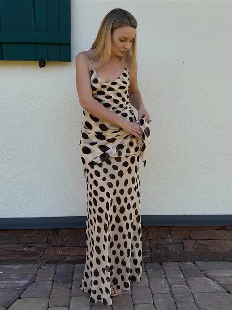 Chic Printed Women's Dress Sleeveless Slip Lady Long Dresses With Demountable Scarf 2026 Summer Chic New Female Vacation Robe