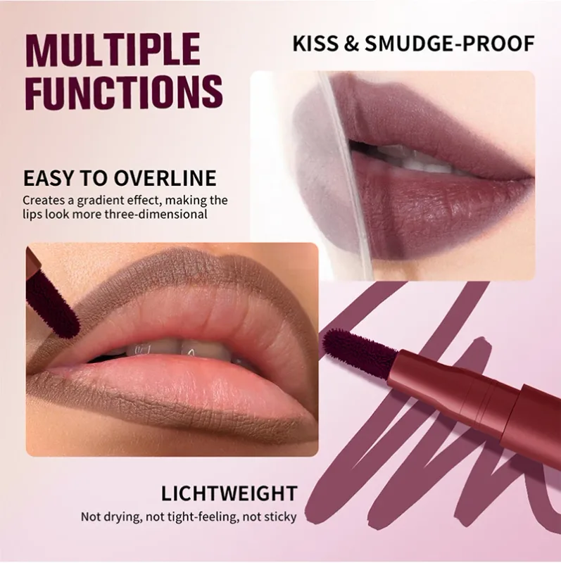Pensil Lip Liner Merah Muda Rias Wanita Tahan Air Kontur Bibir Pena Lipstik Noda Bibir Pigmen Tinggi Matte Coklat Lipliner Nude Lembut