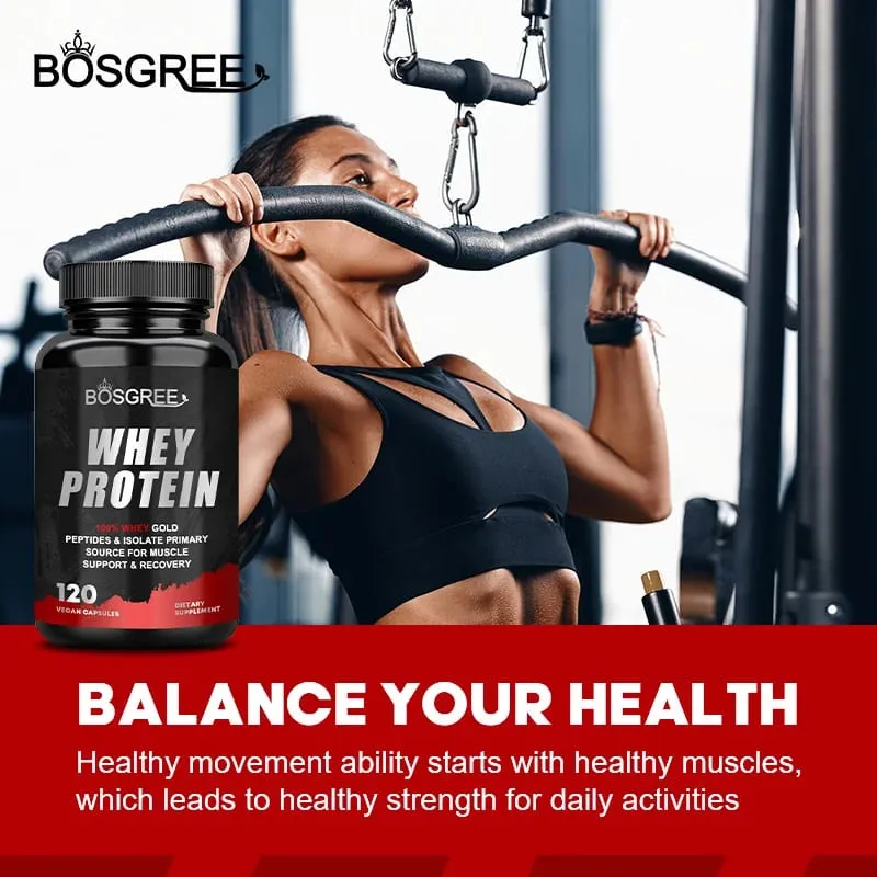 Whey Protein Capsules - Contains 6000mg of Protein - Balanced Muscle Health Boost Immunity and Support Post-exercise Recovery