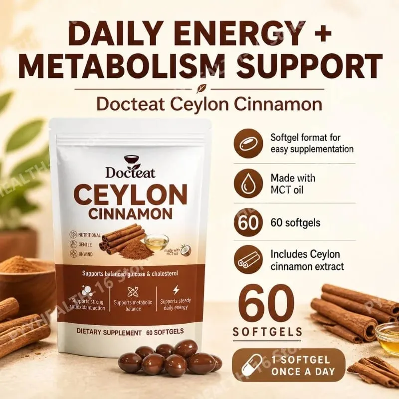 Ceylon Cinnamon Softgels with Vitamin B6 MCT Oil Supports Balanced Glucose and Cholesterol Metabolic Balance Energy 60 Softgels
