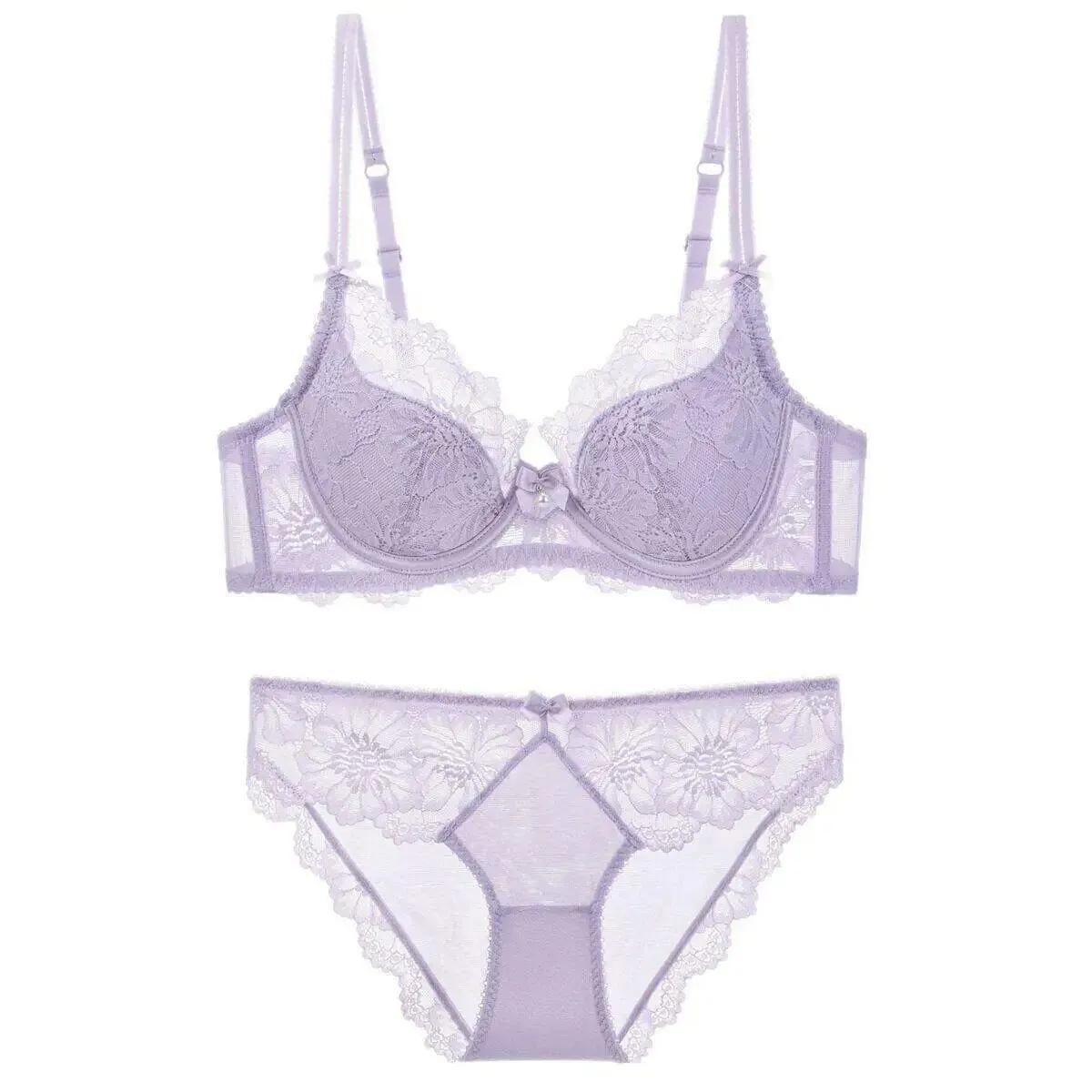 Ladies Embroidered Lace Bra Underwear Set with Soft Steel Hoop Soft and Breathable Two Piece Set Close Fitting Underwear