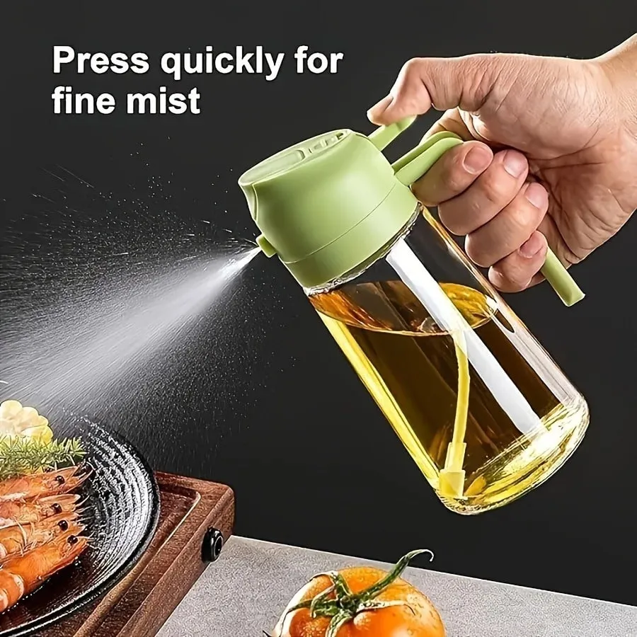 470ml 2-in-1 oil can and injector olive oil pour suitable for cooking air fryer salad barbecue (white)