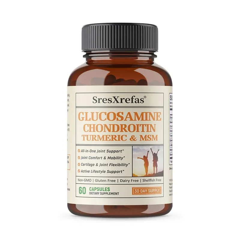 Glucosamin-Chondroitin-MSM-Kurkuma-Kapseln unterstützen Hüften, Knie, Gelenke, Knochen, Knorpel, Gesundheit und Mobilität, Flexibilität