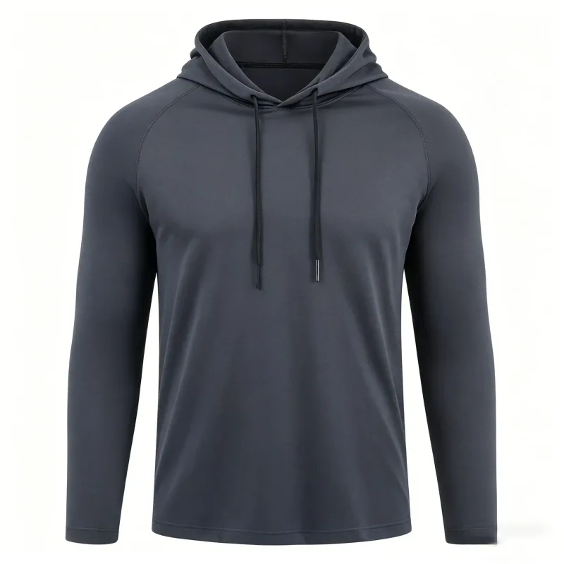 Men's Sun Protection Shirts Long Sleeve Hoodies Solid Quick Dry T-shirt Mens Bodybuilding Fitness Muscle Sportwear Gym Clothing
