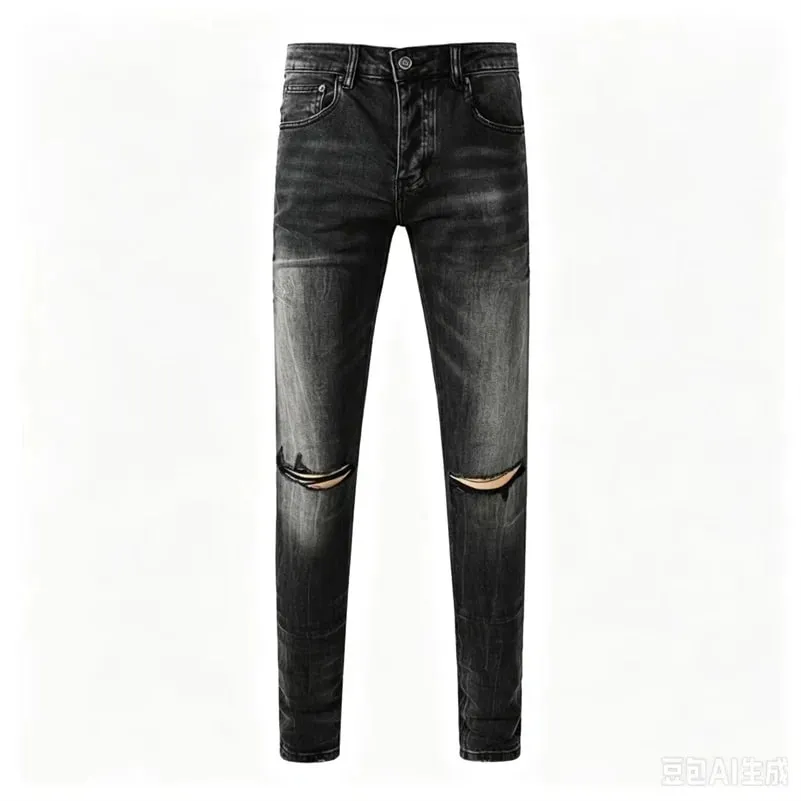 Luxury Streetwear Men's Jeans Americans Style Holes Long Trousers Quality Male Stretch Slim Pants Skinny Trousers