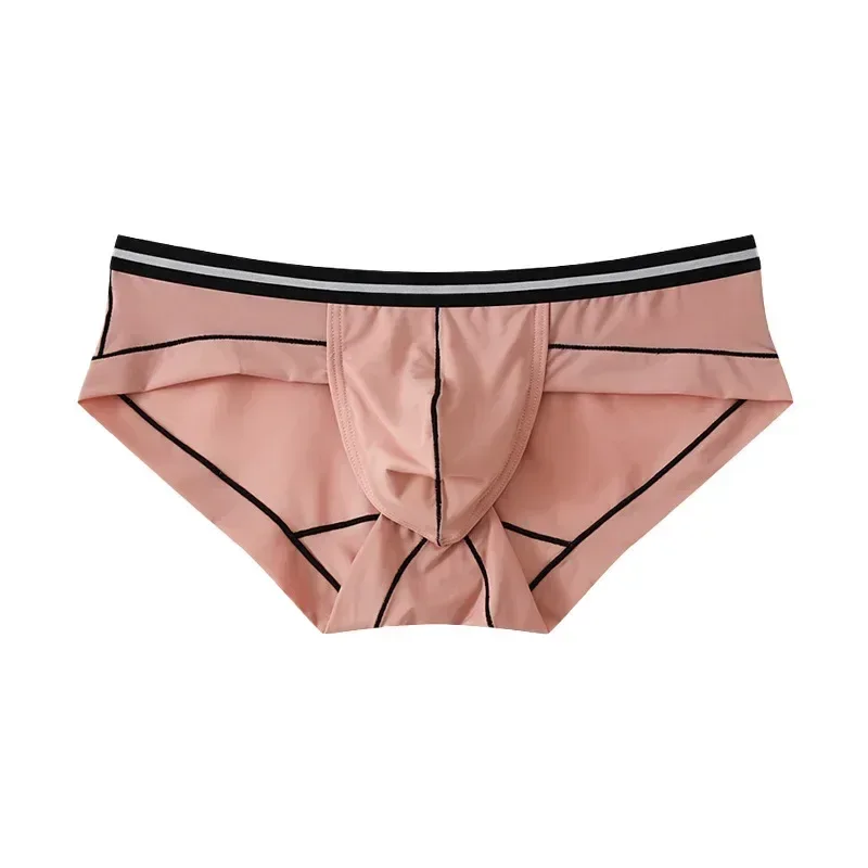 Ice Silk Briefs Seamless Panties Men Bulge Pouch Underwear Male Breathable Underpants Man Sexy U Convex Pouch Bikini Lingerie