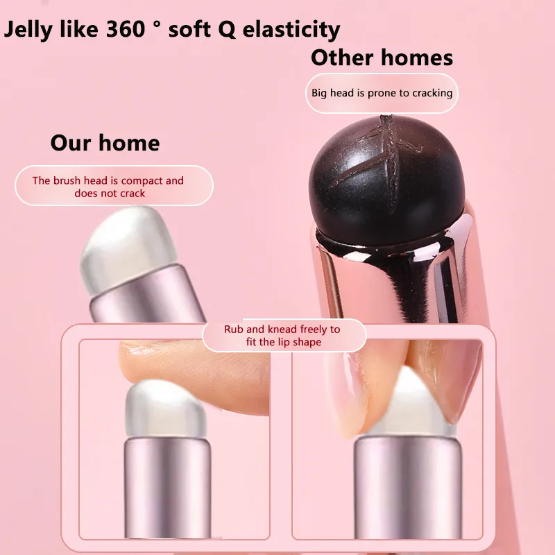 1pc Soft Silicone Lip Brush With Dust Proof Cover Round Head Lipstick Applicator Lips Makeup Tool Multi-use Brushes