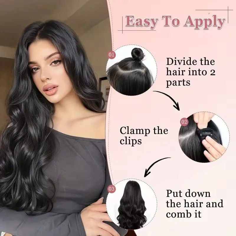 20Inch Synthetic Long Curly Clip In Hair Extensions High Temperature Heat Resistant Fiber Hairpieces for Women Daily Party