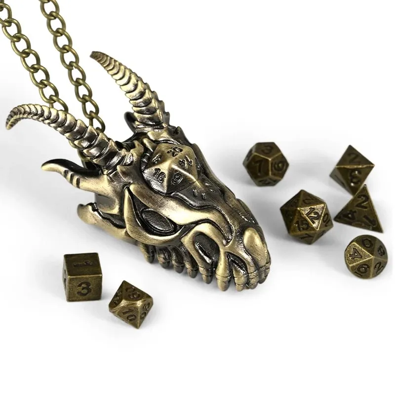 7pcs DND Mini Dice Set With Dragon Necklace Dice Case Polyhedron Metal Dice For RPG MTG Table Game Board Games Dice Set