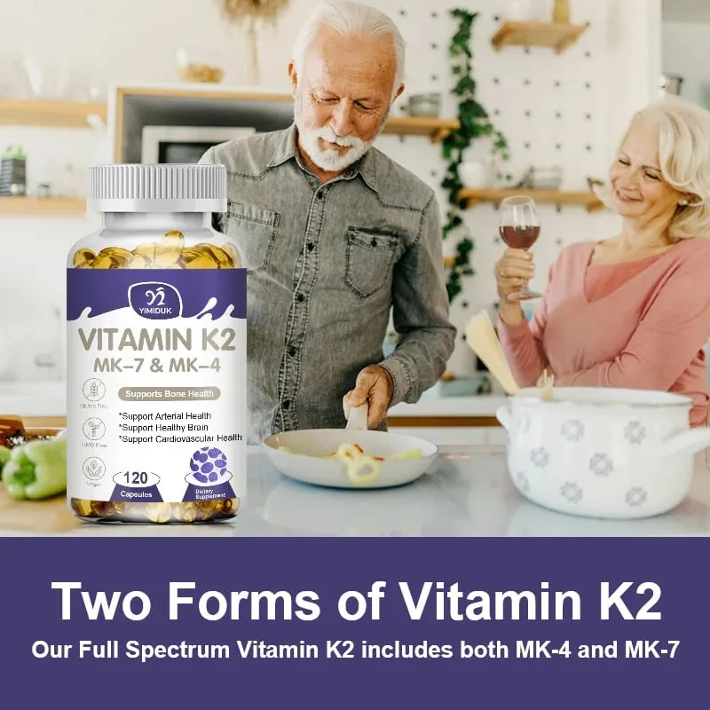 Vitamin K2 (MK7 & MK4) with D3 Supplement- Support Strong Bones & Healthy Brain Cardiovascular Health