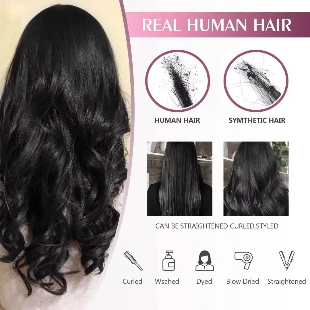 Straight Tape in Hair Extensions Human Hair Natural Black 20 Inch 50g 20pcs Skin Weft Seamless Tape in Real Remy Straight Hair for Women