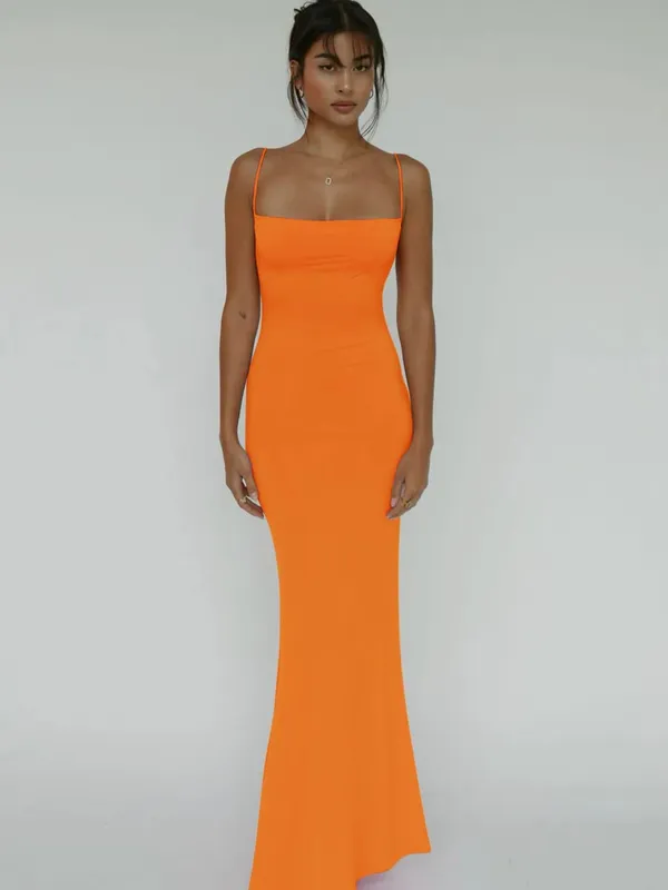 Hugcitar Summer Solid Sleeveless Backless Elegant Sexy Bodycon Y2K Maxi Prom Dress Women Clothes Birthday Party Casual Y2K