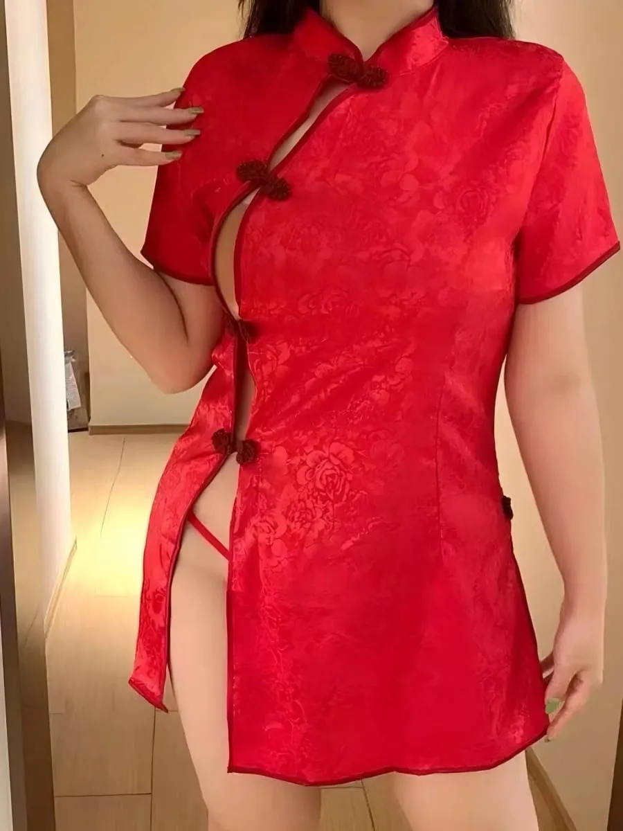 Women's Chinese Cheongsam Sexy Anime Underwear Cheongsam Dress Cosplay Uniform Open Edge Design Erotic Clothing