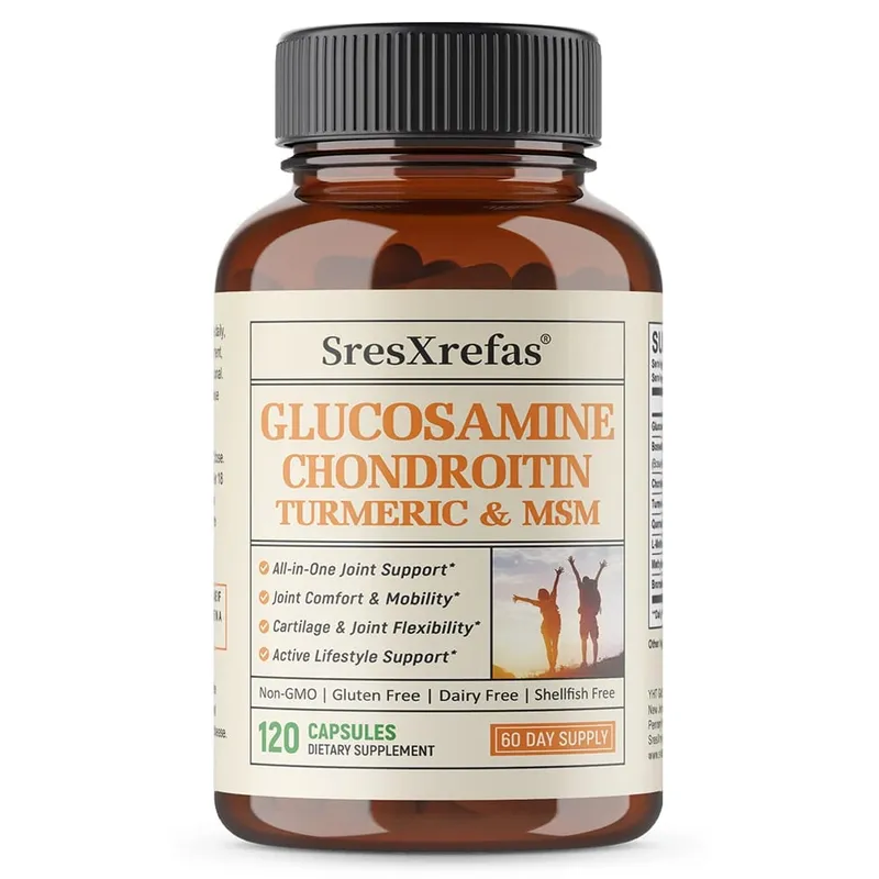 Glucosamin-Chondroitin-MSM-Kurkuma-Kapseln unterstützen Hüften, Knie, Gelenke, Knochen, Knorpel, Gesundheit und Mobilität, Flexibilität