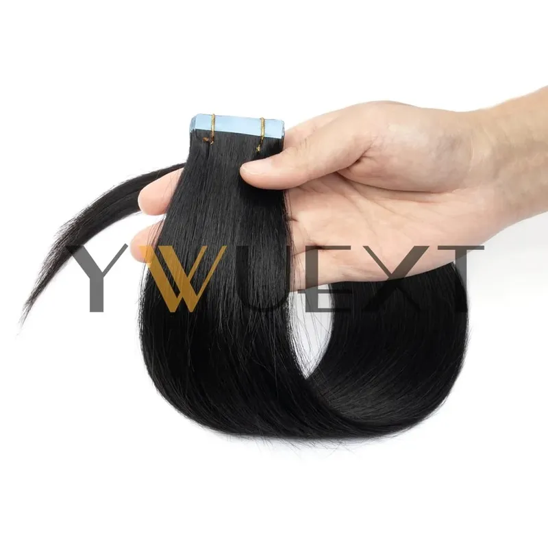 30g Real Human Hair Tape in Extensions 12''-24'' Natural Straight Seamless Tape Hair On Double Sided Tape 20pcs for Women