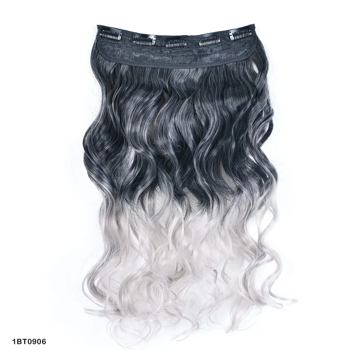 Zolin Clip in Hair Extension One Piece Long Straight Hair Black Gray Color Synthetic Hairpieces For Women Cosplay Use
