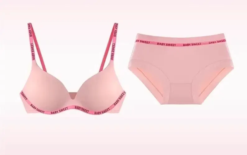 New Dopamine Color Seamless Wireless Bra Set Push Up Gather Sexy Lingerie Panties Underwear For Women 32‑38AB bra set