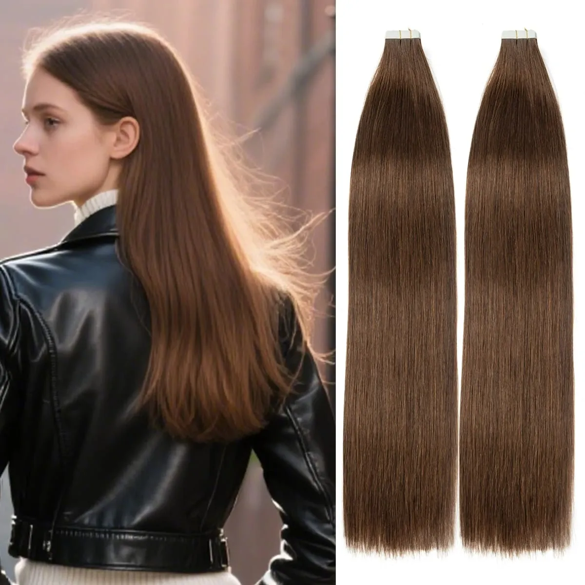 Silky Straight Tape ins Human Hair Extensions Tape in Hair Extensions Human Hair 40 Pcs/Pack Real Human Hair Tape in Extensions