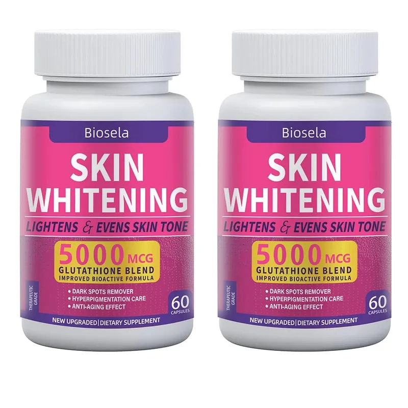 Skin Whitening Pill Skin Lightening Pills - 5000mcg Glutathione Supplement Dark Spots Melasma & Acne Scar Remover 60 Capsules