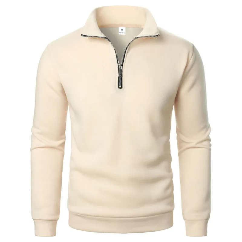 Spring Autumn new Casual Half Zipper stand collar sweatshirt Trend Simple slim men Pullover long sleeve tops Men's sweatshirt