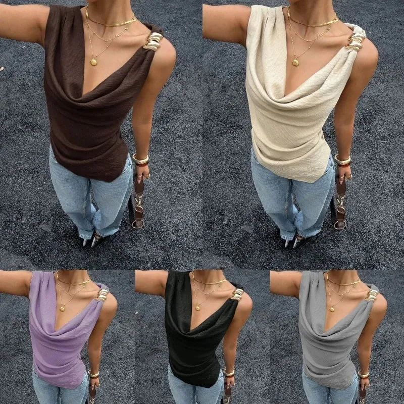 2026 New Women's Summer Tank Top with Metallic Accents