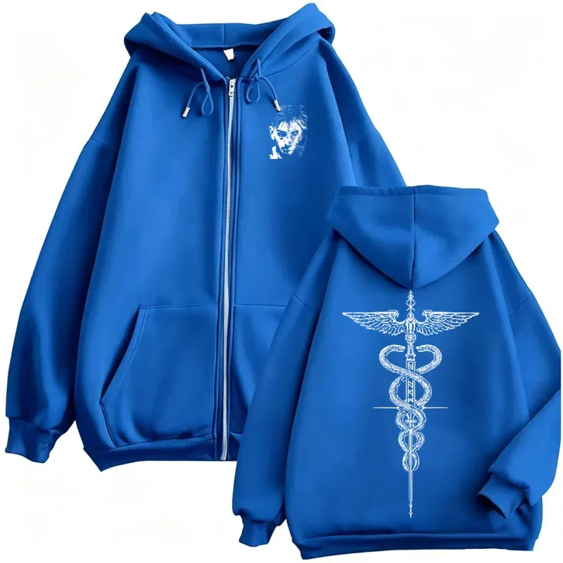 El Matador Ilia Topuria Tattoo Zipper Hoodies Men's Violence Aesthetics Sweatshirt Jacket Coats Fleece Long Sleeve Zip Up Hoodie