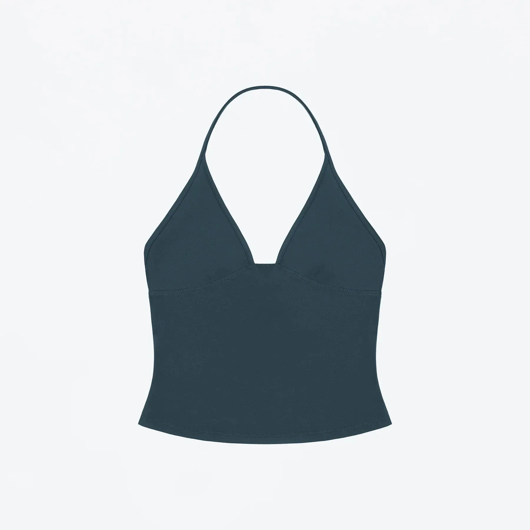 Tank Deep V Halter Neck Camisole Slim Fit Short Crop Top Tight-Fitting Waist-Cinching Backless Tank Top Versatile Outerwear Solid Color Base Shirt for a Spicy Look