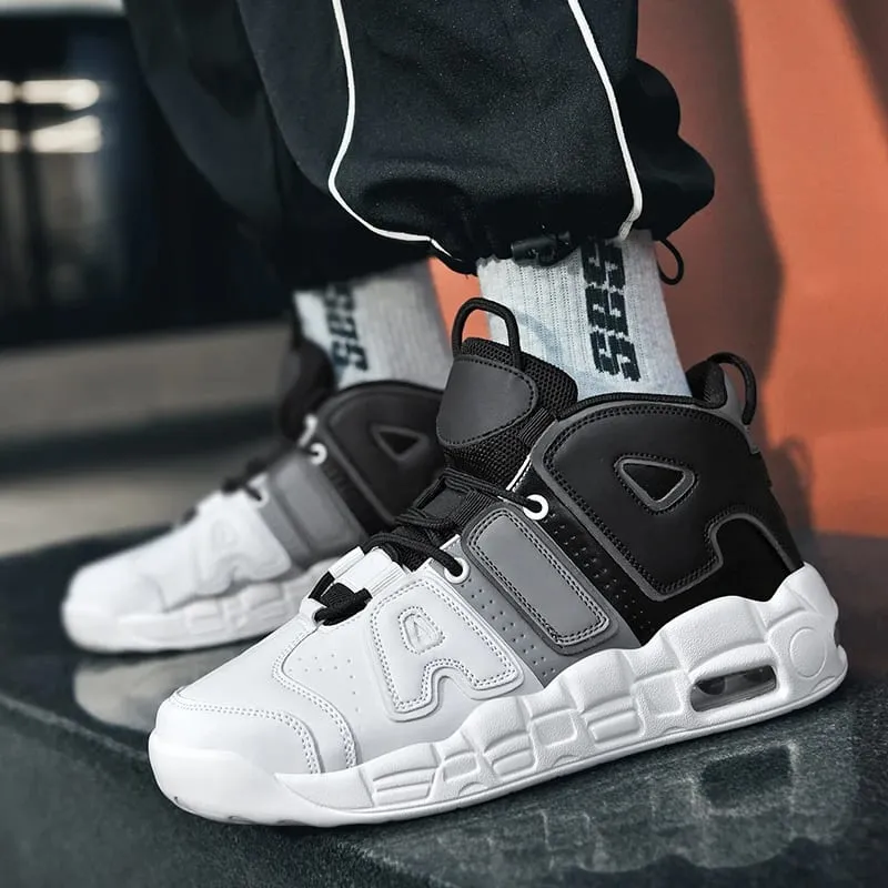 New Large-sized High-top Men's Shoes Lightweight and Anti-slip Air Cushioned Sports Running Shoes Casual Basketball Shoes