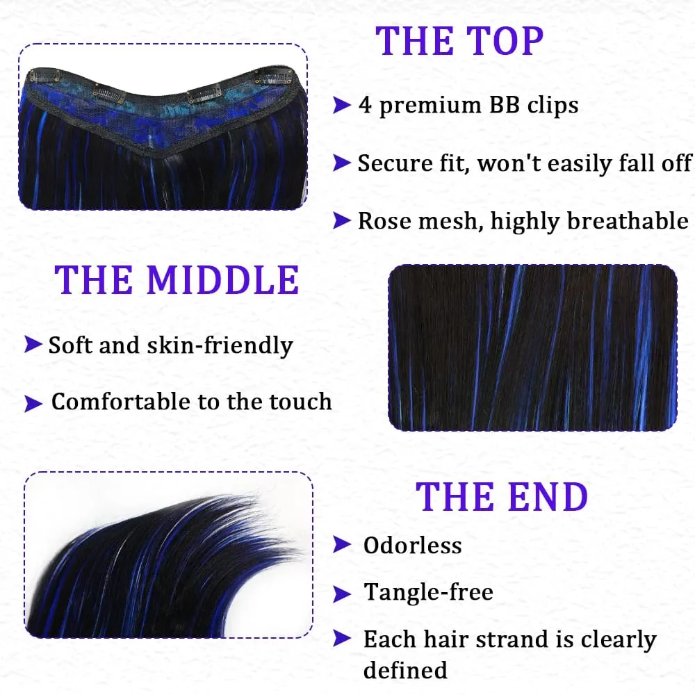 18inch V-shaped clip in hair extension layered hair extension adds volume.made of synthetic fiber for women