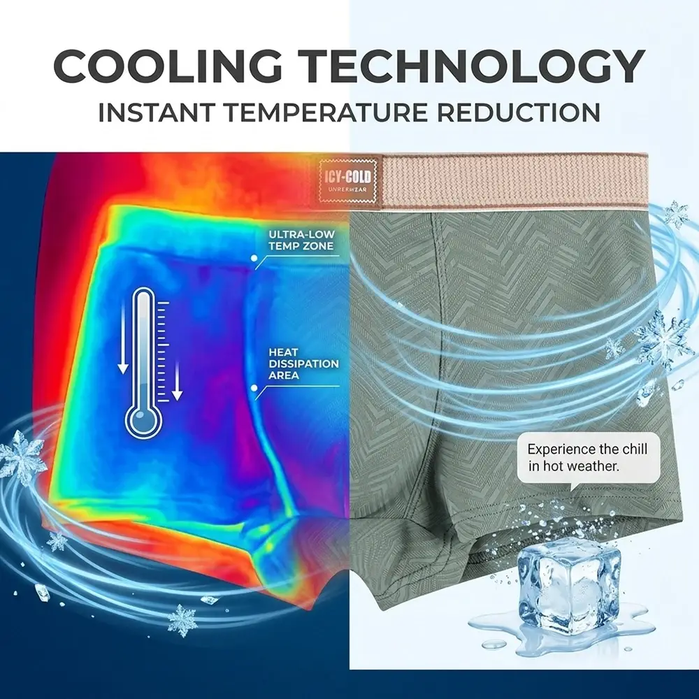 1/3 Uds. Boxers transpirables refrescantes de verano para Hombre, bragas de seda de hielo a rayas con ondas sólidas a la moda para Hombre, ropa interior de alta elasticidad para Hombre