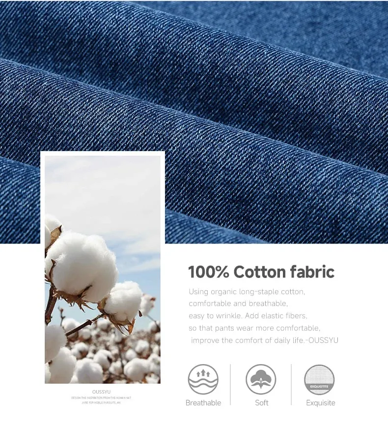 Luxury Quality Autumn Winter 100%Cotton Men's Jeans Business Denim Pants Straight High Waist Father Trouser Male Plus Size 40 42
