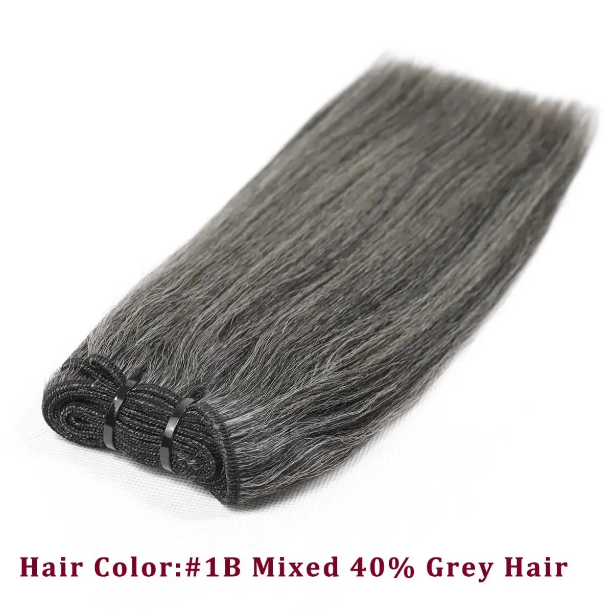 Yaki Straight Salt And Pepper Human Hair Bundles 12Inch Double Drawn Virgin Brazilian Hair Extensions For Women 100g/Pack