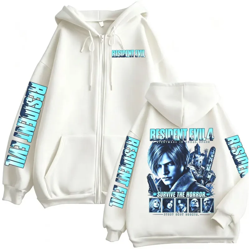Resident Evil Requiem Zip Up Hoodies Leon Kennedy Horror Game Zipper Hoodie Hombre Mujer Harajuku Classic Jacket Sudadera Abrigos