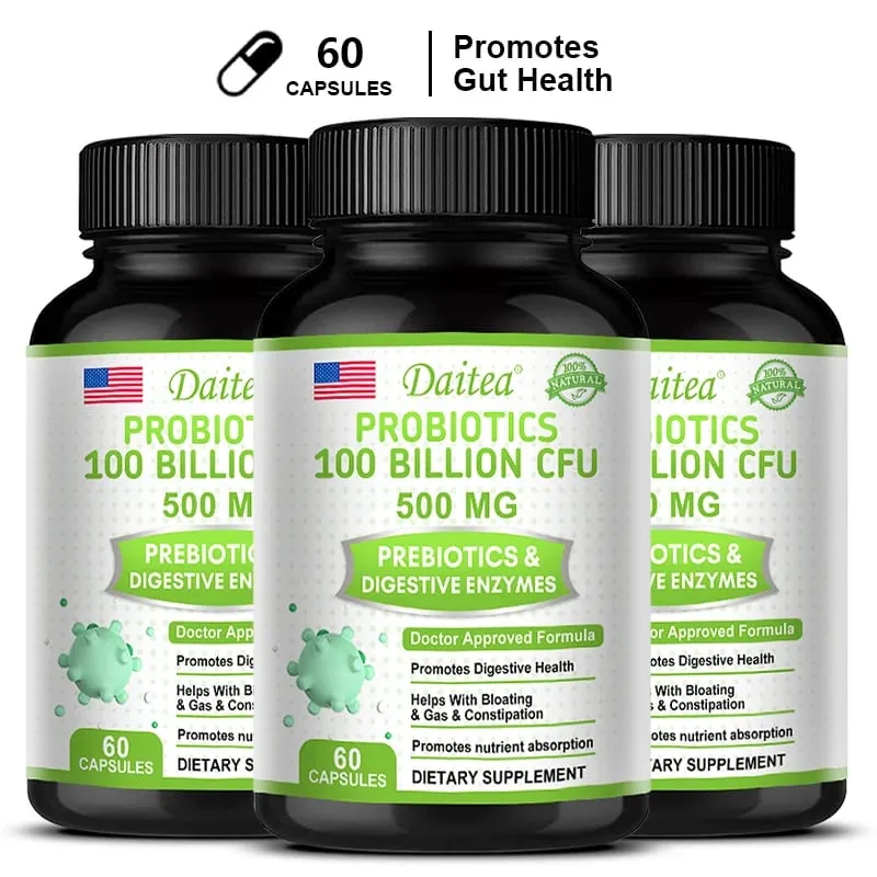 Probiotics 100 Billion CFU with Prebiotics & Digestive Enzymes Gut Health Digestion Bloating Relief & Immune Support