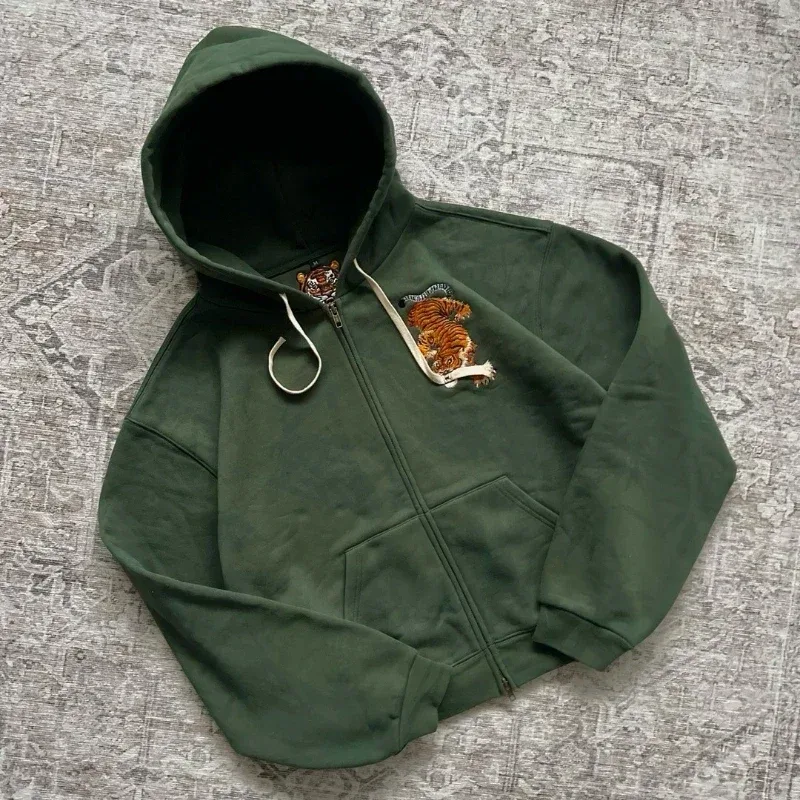 Lalaking Dragon Embroidered Hoodie Japanese Sukajan Style Fleece Lined Pullover Hooded Sweatshirt Loose Casual Streetwear Tops Bago