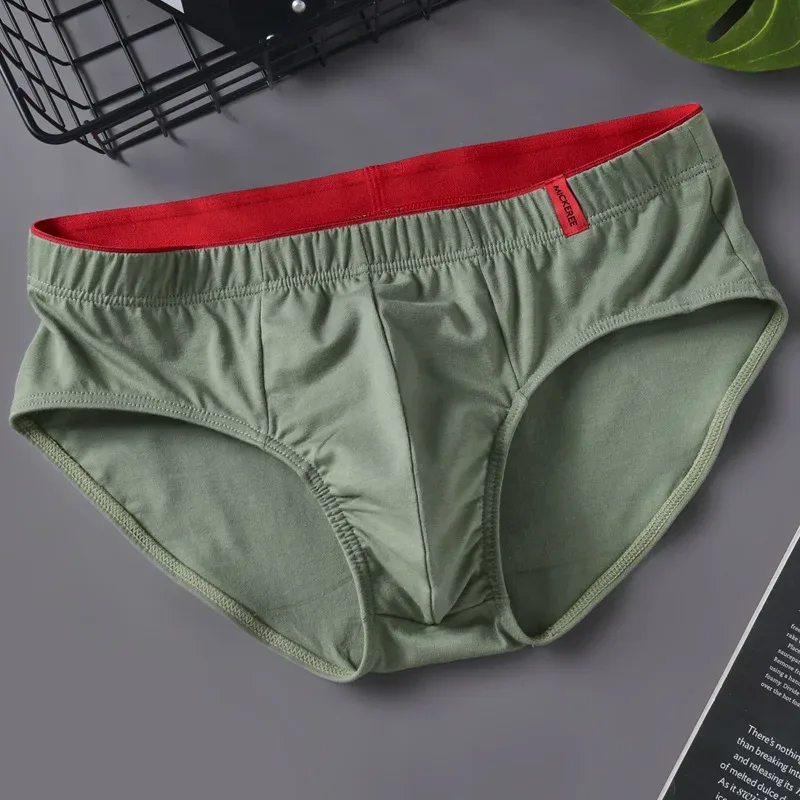 Men Briefs Solid Color Cotton Youth Briefs Waist Comfortable Sexy Explosion Trend Breathable Underwear Sissy Panties