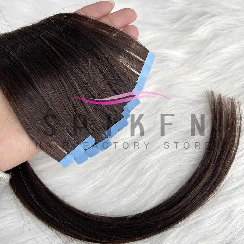 Mini Tape In Human Hair Extensions 12"-20" Machine Remy Skin Weft Adhesive Tape Hair Natural Black Tape Ons 10pcs for Women