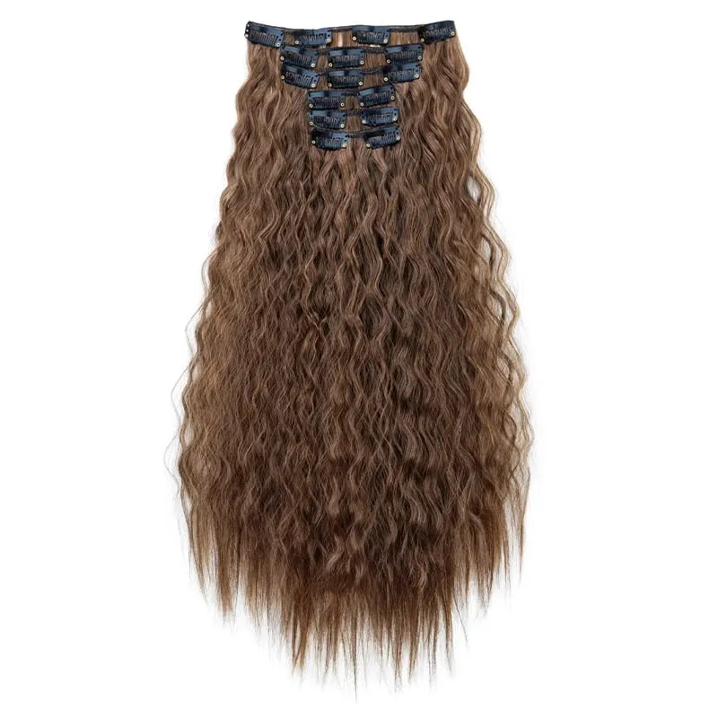 22Inch Synthetic 6pcs/set Long Kinky Curly Clip-in Hair Extension Thick Fiber Increase Hair Volume Hair for Women Daily Use