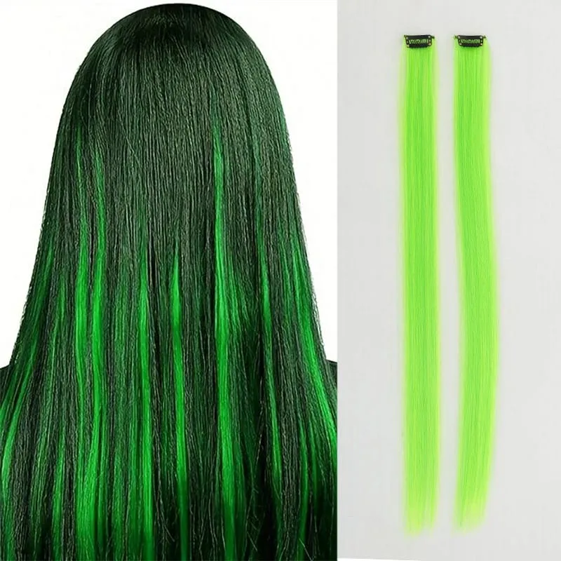 Pick dye wig piece female color hanging ear dye one-piece simulated long straight hair extension piece