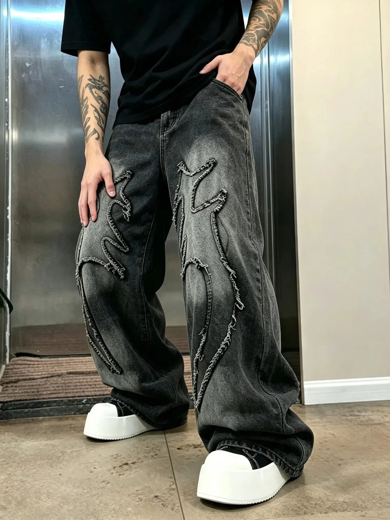 Trendy Y2K Wide Leg Denim Jeans for Men American Streetwear Loose Fit Trousers Perfect Gift Choice for Husband & Lover