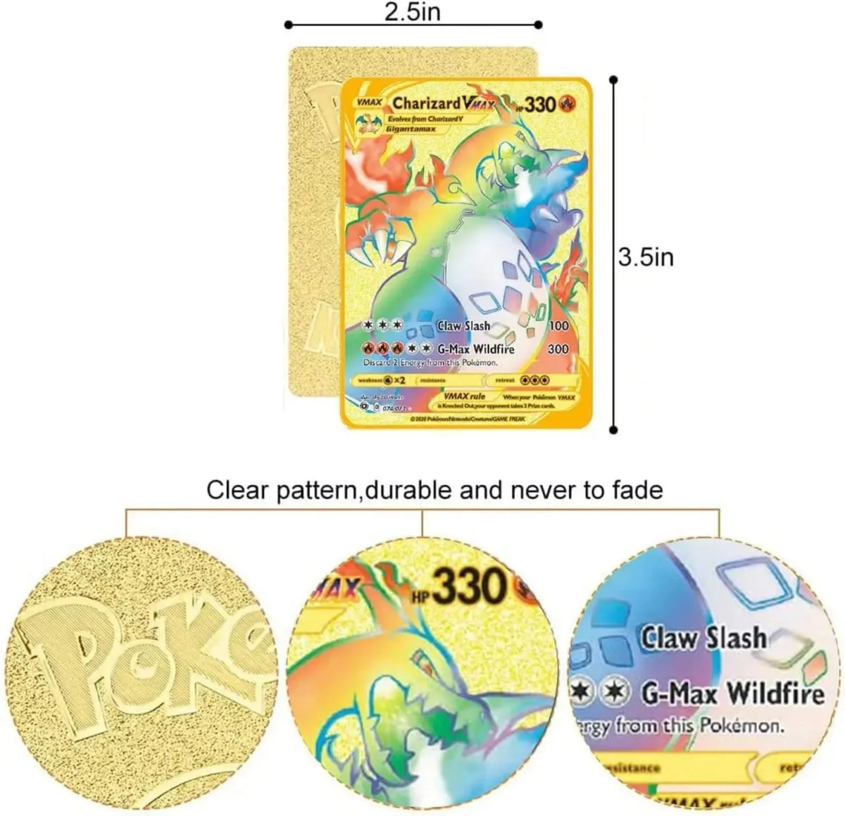 Pokemon Metal Game Collection Card Anime Figure Charizard Pikachu Blastoise Mewtwo Battle Collection Carte Card Toy Gift