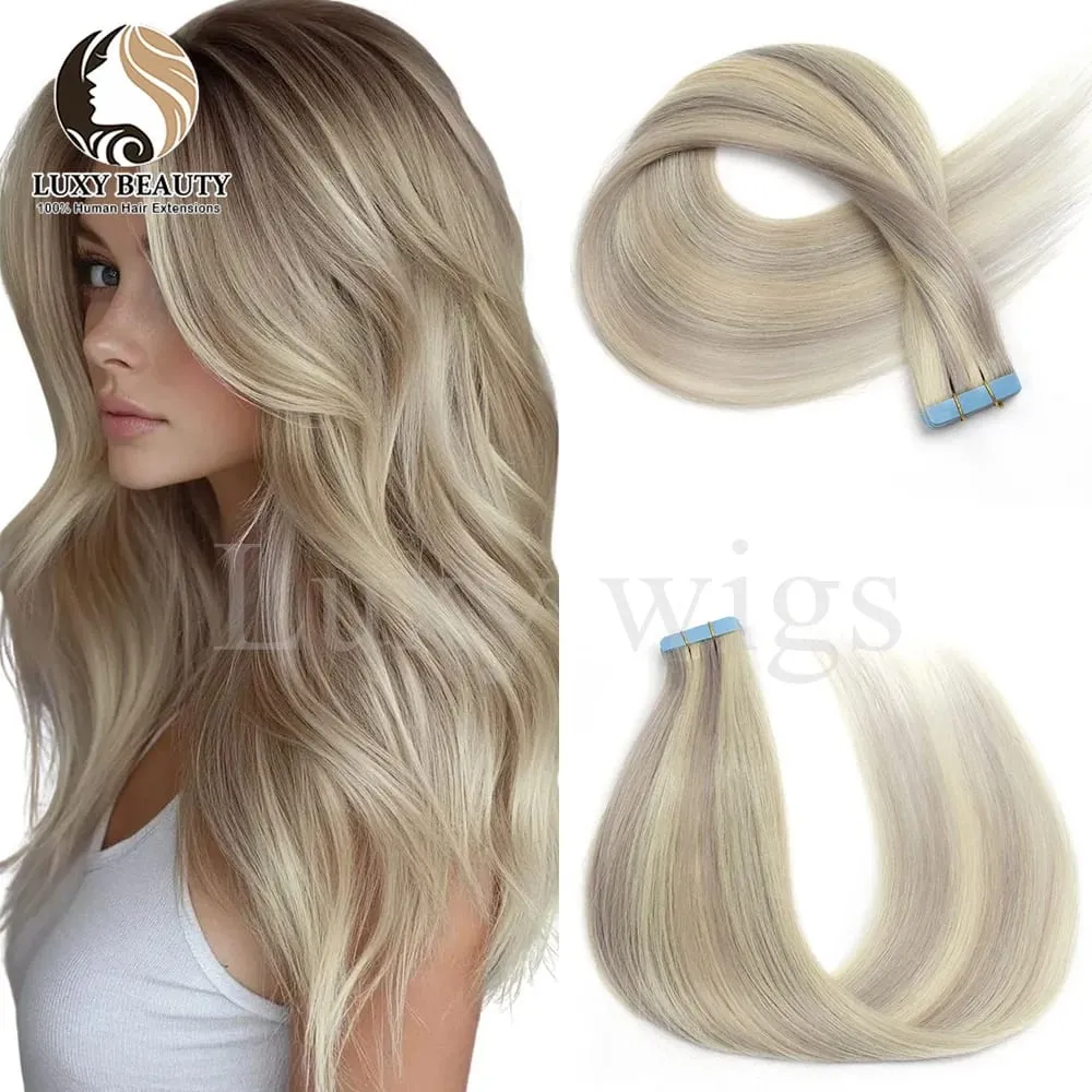 Highlights Brown Tape in Hair Extensions Human Hair Straight Black Blonde Seamless PU Skin Weft Tape In Hair Extensions 20PCS — image 16