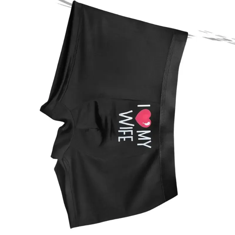 Men's "I LOVE MY WIFE" Romantic Boxer Briefs Soft Stretch Comfortable Daily Underwear,Husband Gift Casual Boxer Hombre Men