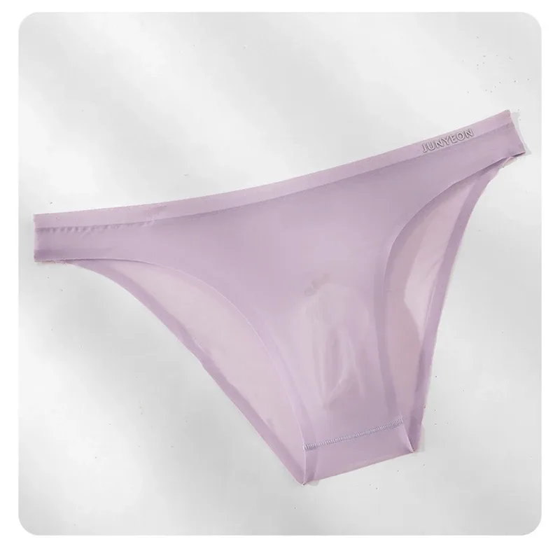 Seamless Quick Drying Men Briefs Underwear Solid Color Ice Silk Ultra-thin Underpants Sexy Breathable 3D Pouch Panties Undies