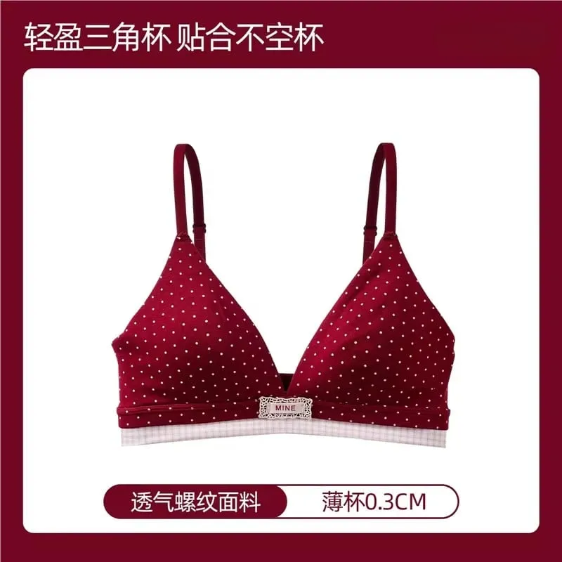Hot Sale Summer Sweet Modal Cotton Bra Set Ladies Wirefree Support Lift Gathering Anti-Sagging Large Cup Slim Soft Daily Wear
