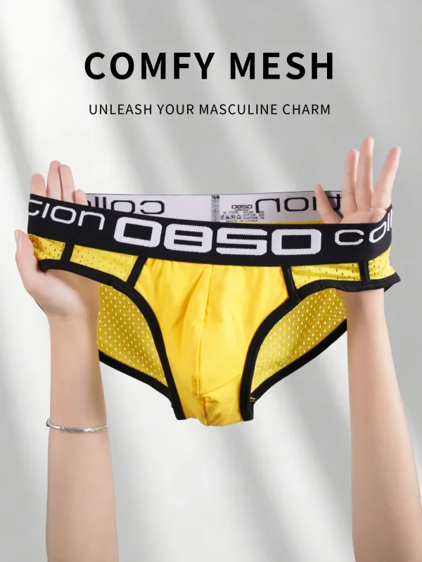 Men's PUMP! Mesh Briefs U Convex Pouch Elastic Waistband Breathable Quick Dry Sport Underwear