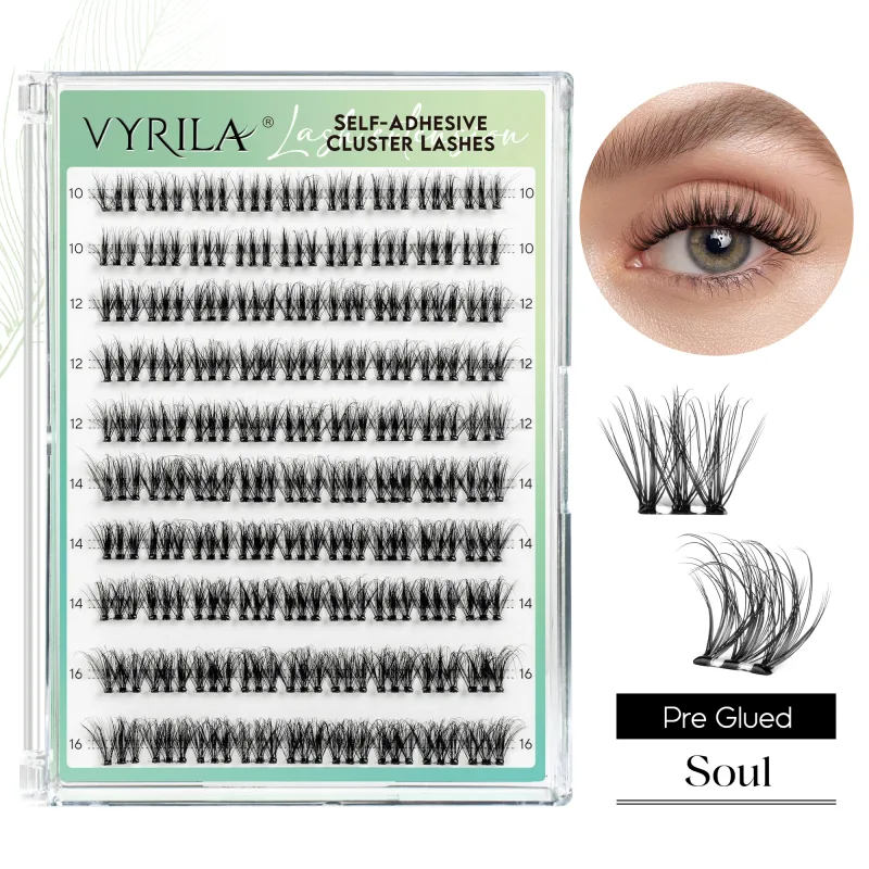 Self Adhesive Eyelashes No Glue Needed Lashes 10‑16mm Pre Glued Cluster Lashes D Curl Soft Natural Press on Lashes