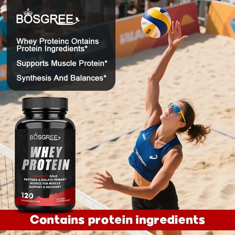 Whey Protein Capsules - Contains 6000mg of Protein - Balanced Muscle Health Boost Immunity and Support Post-exercise Recovery