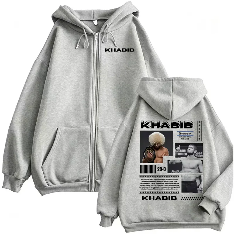 Khabib Nurmagomedov The Eagle Fan GiftsZip Up Hoodies Men Women Fashion Classic Sweatshirt Jacket Casual Fleece Zipper Pullovers
