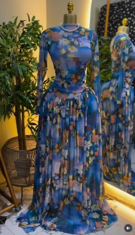 CM.YAYA Women leaf Print patchwork smock Midi A-line Long Maxi Dress 2026 Elegant Evening Birthday Party Dresses Trendy Vestidos — image 8